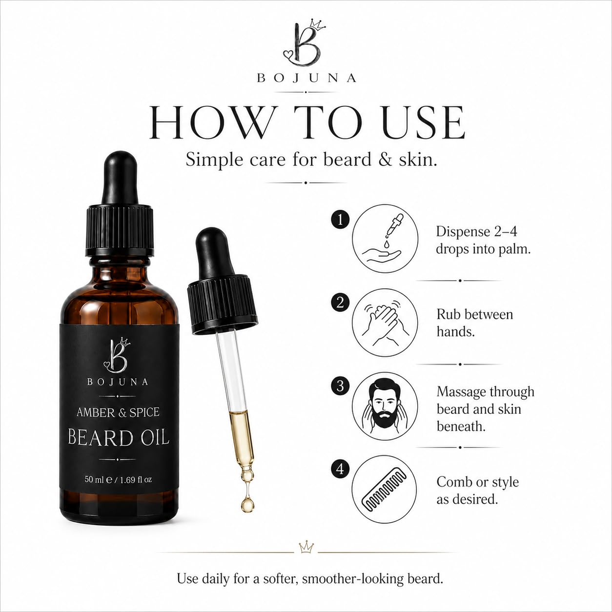 Beard Oil Amber & Spice 50ml with Argan Oil