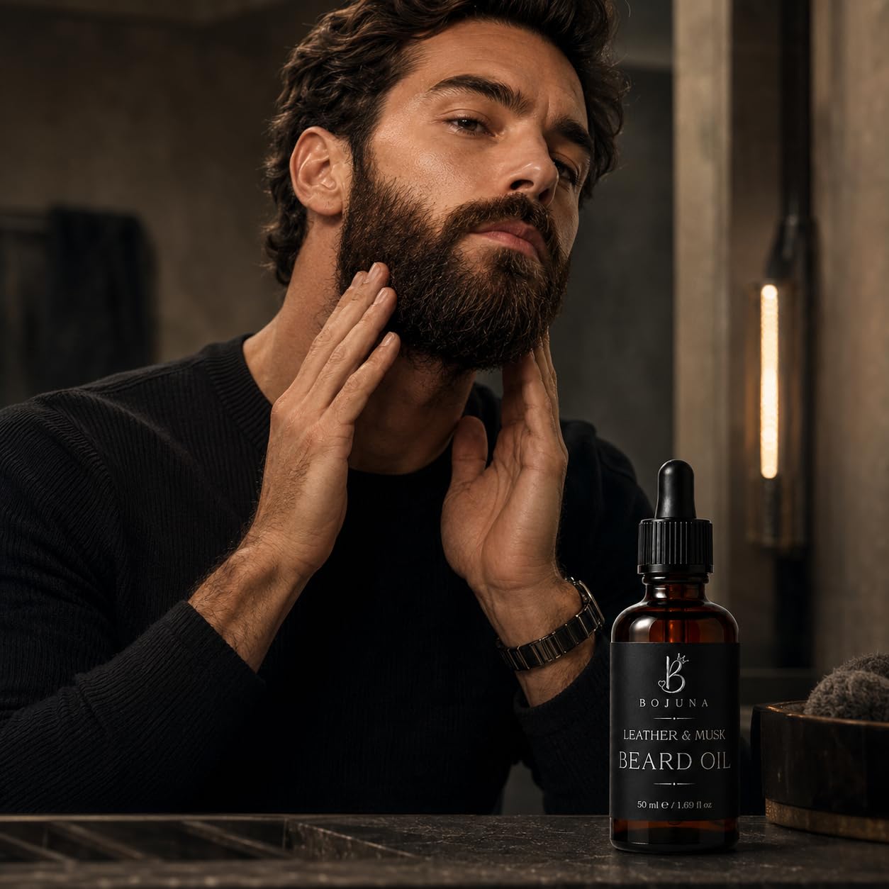Beard Oil Leather & Musk 50ml with Argan Oil