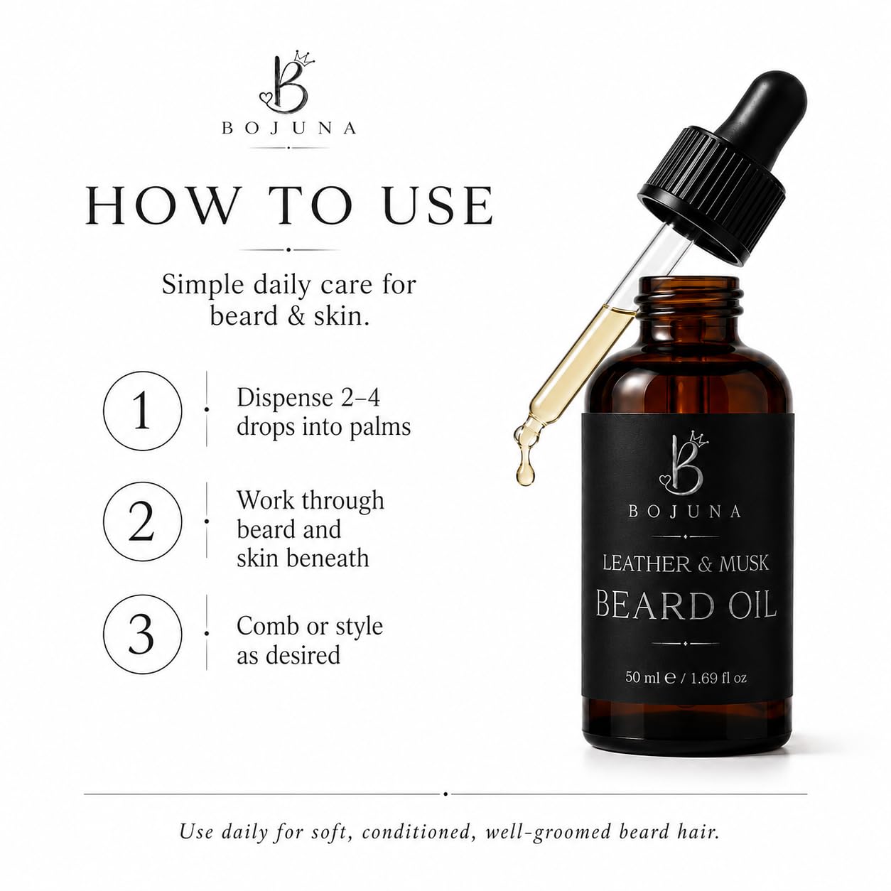Beard Oil Leather & Musk 50ml with Argan Oil