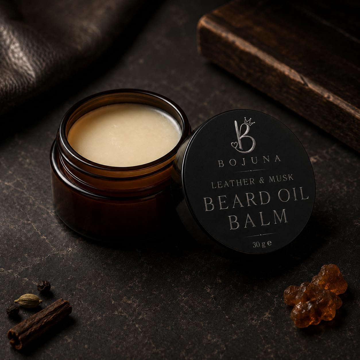 Beard Oil Balm Leather & Musk 30g with Argan Oil