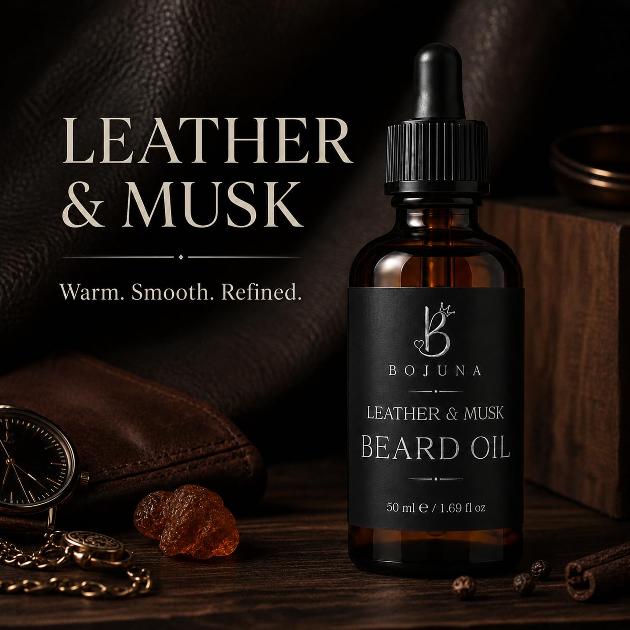 Beard Oil Leather & Musk 50ml with Argan Oil