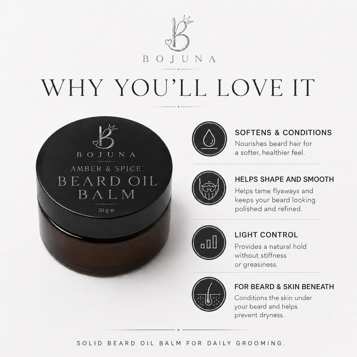 Beard Oil Balm Amber & Spice 30g with Argan Oil
