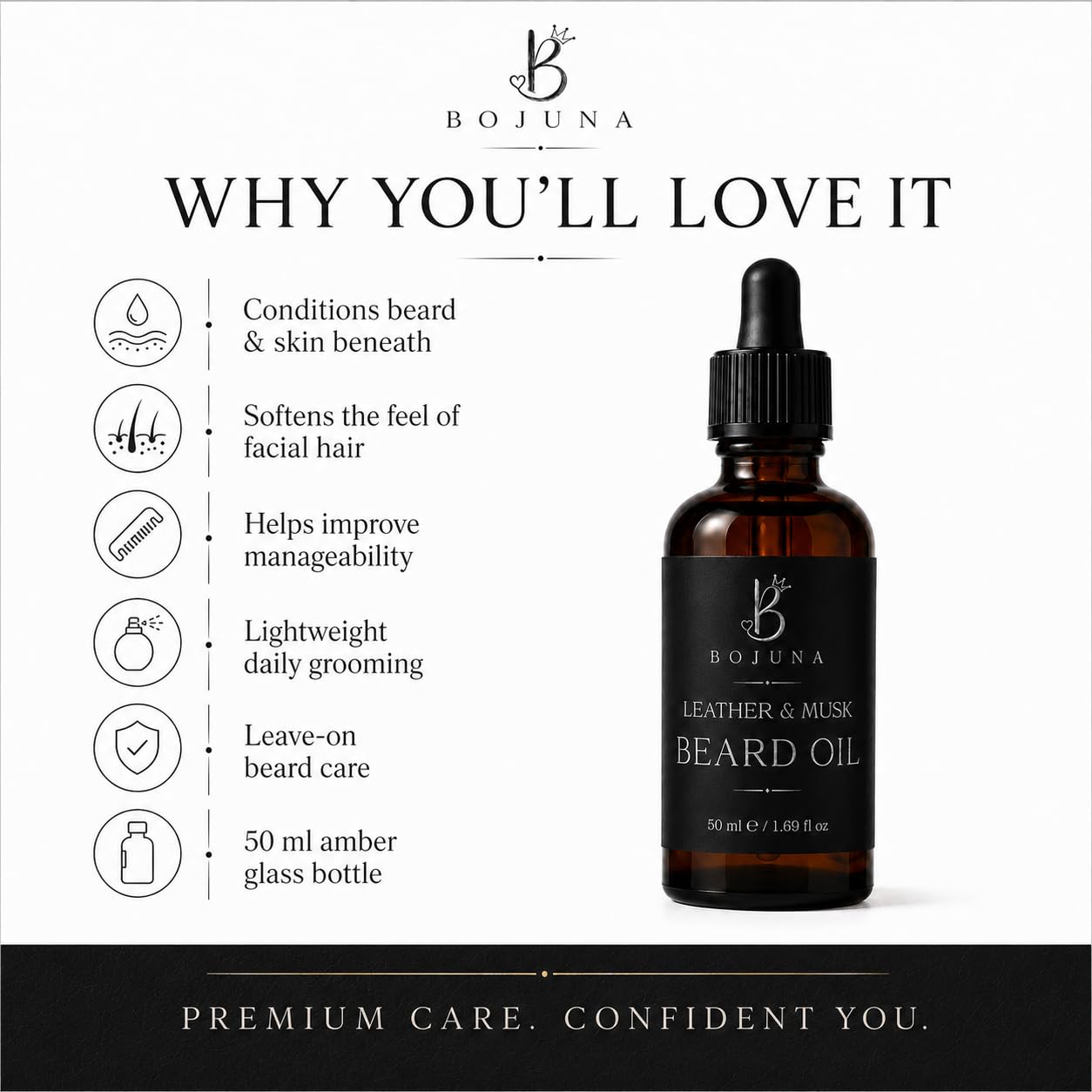 Beard Oil Leather & Musk 50ml with Argan Oil