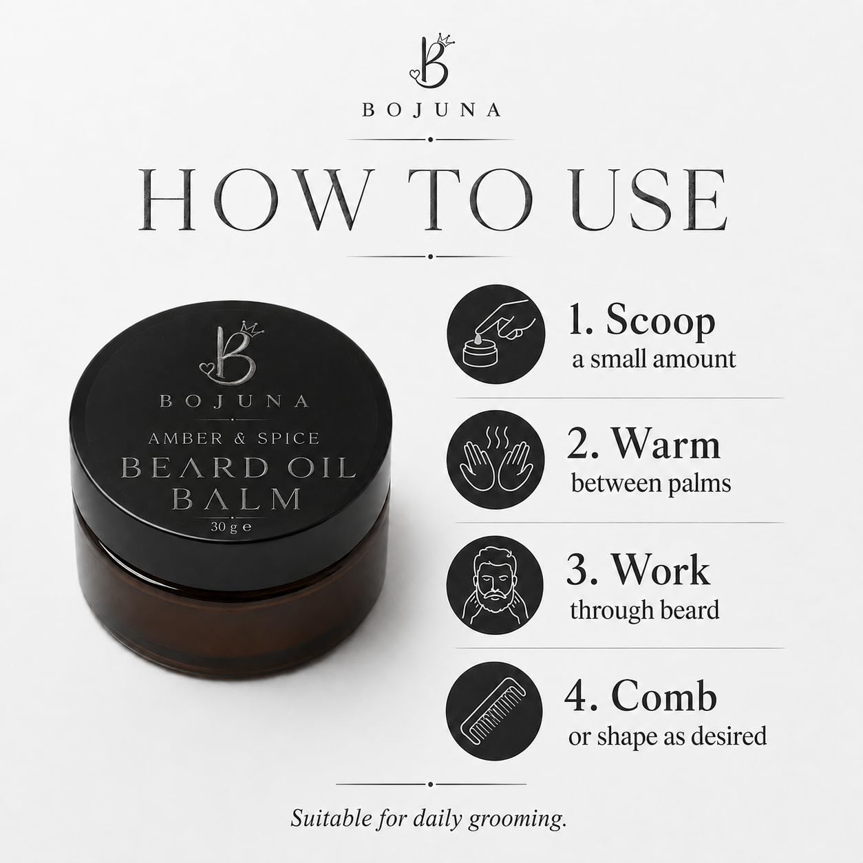 Beard Oil Balm Amber & Spice 30g with Argan Oil