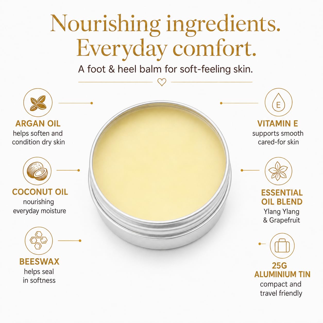 Foot & Heel Balm Ylang Ylang & Grapefruit 25g with Argan Oil