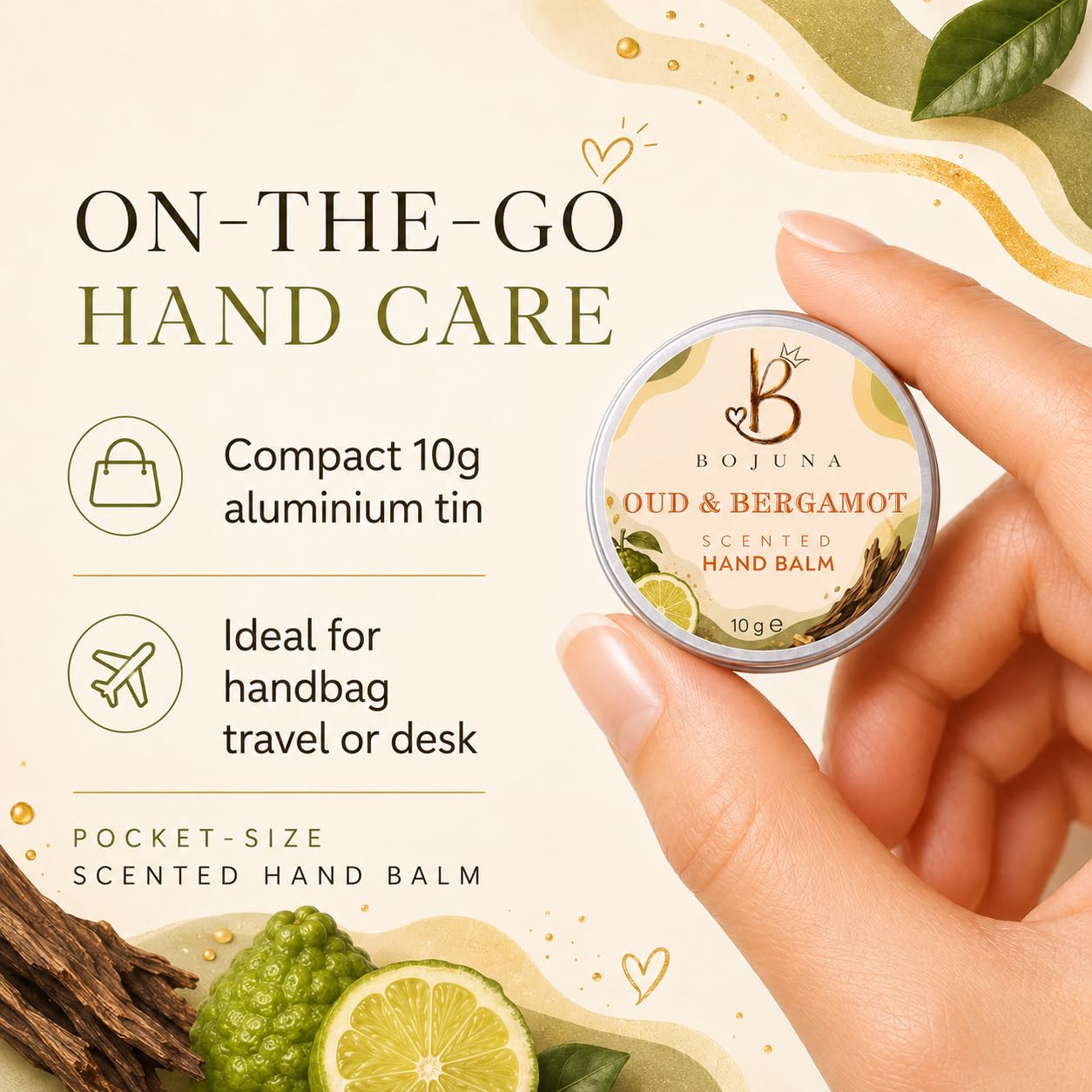 Scented Hand Balm Oud & Bergamot 10g with Vitamin E
