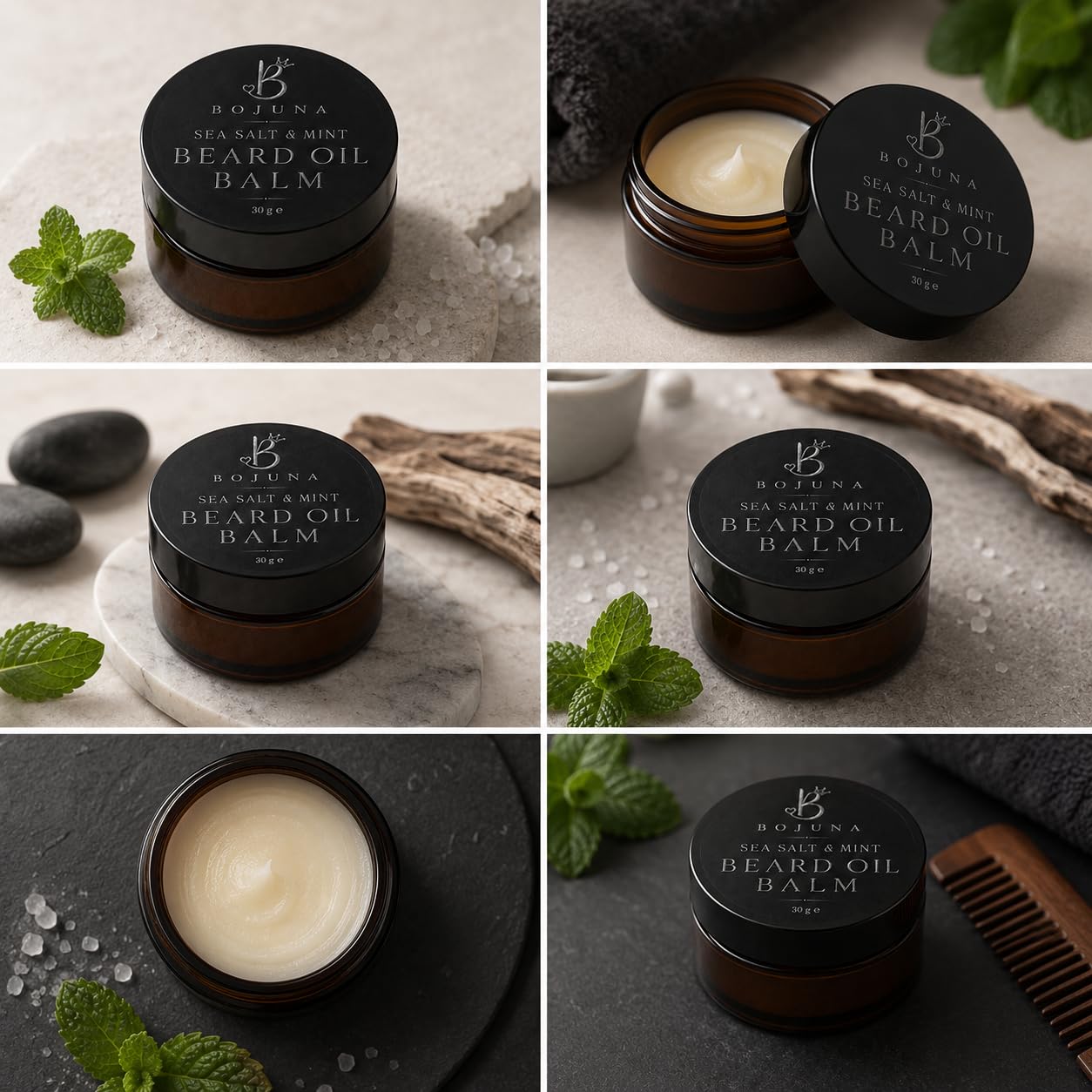 Beard Oil Balm Sea Salt & Mint 30g with Argan Oil