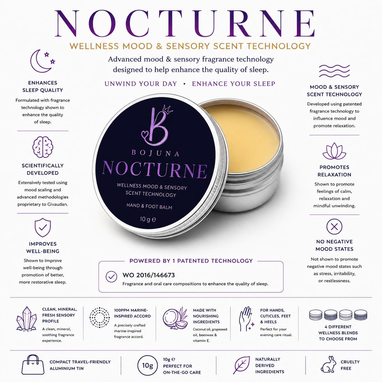 Wellness Hand & Foot Balm Nocturne 10g – Mood & Sensory Scent Technology