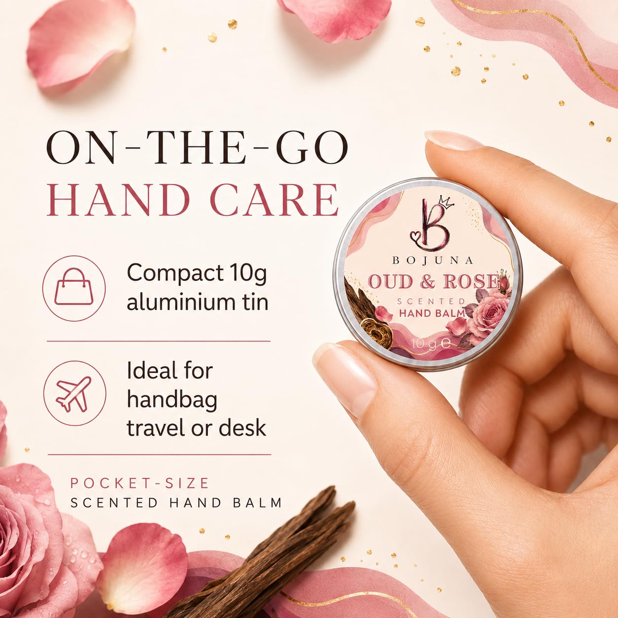 Scented Hand Balm Oud & Rose 10g with Vitamin E