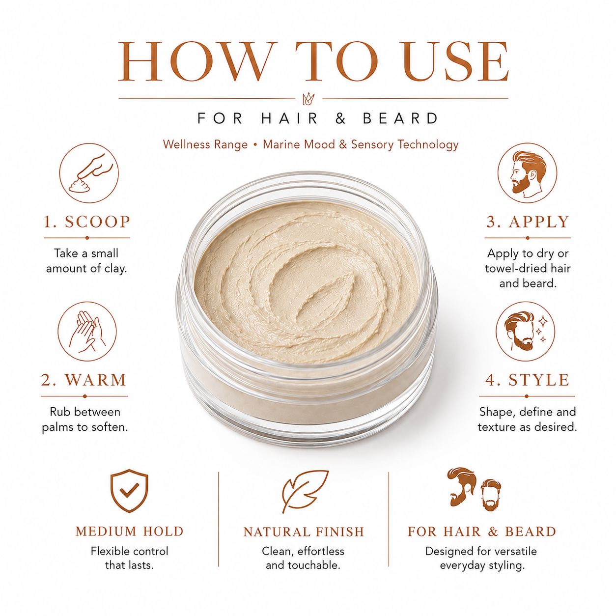 Grooming Clay – Marine & Musk – Medium Hold for Hair & Beard